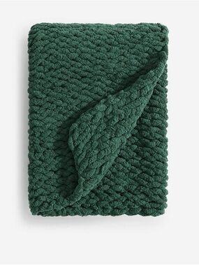 Sunday Citizen Snug Chunky Knit Throw - Hunter Green - 75” x 52” NWOT